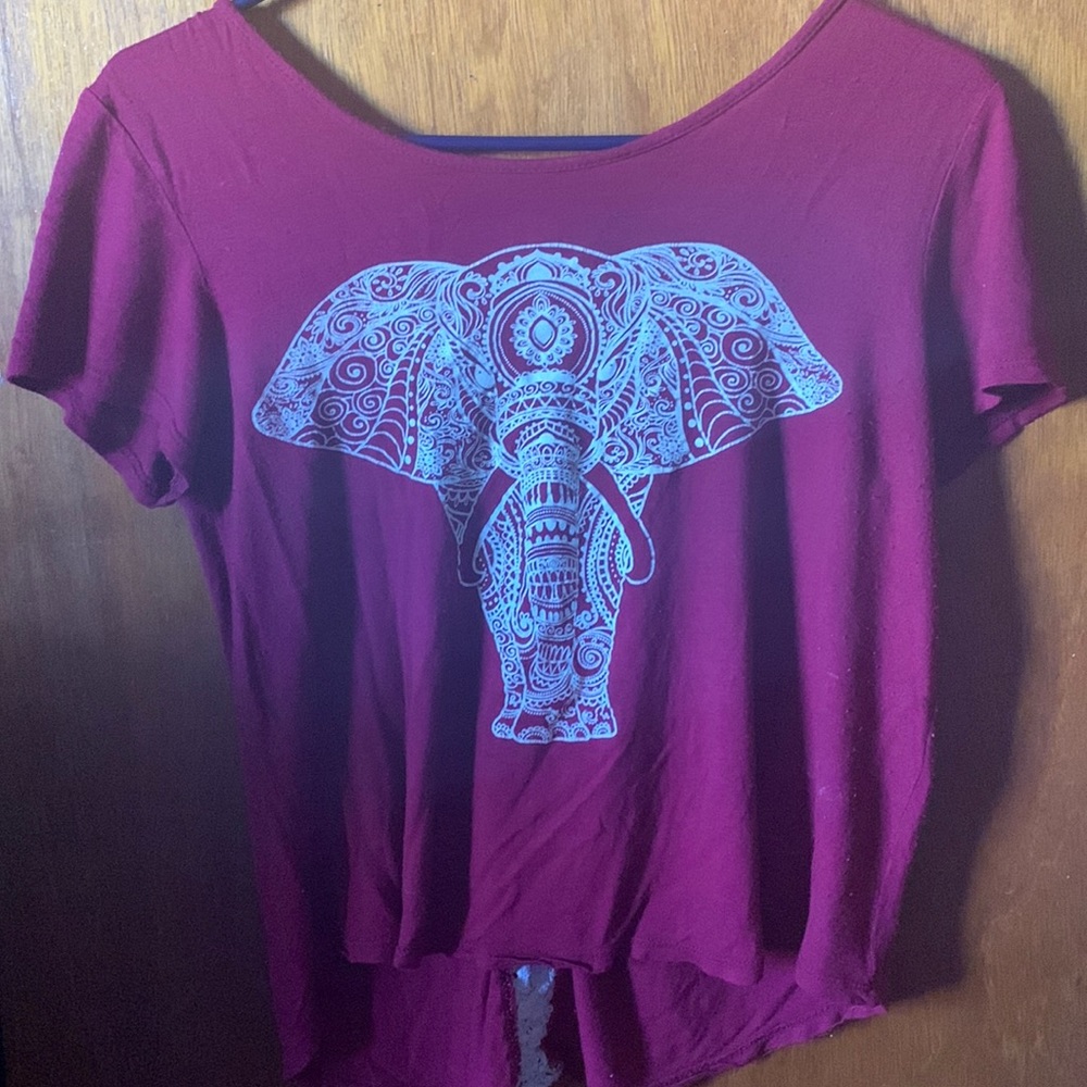 Elephant Design Burgundy Shirt